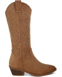 Rag & Co - Neutrals Lariat Studs Embellished Cowboy Boots - Lyst