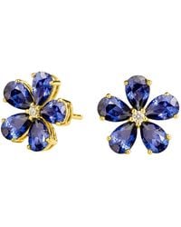 Juvetti - Florea Sapphire & Diamond Flower Stud Earrings - Lyst