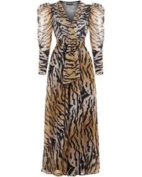 Nocturne Tiger Print Long Dress - Multicolour