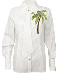 House of Laines London - Laines Couture Tie Shirt With Embellished Palm Tree - Lyst