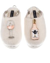 Laines London - Neutrals Flatform Cloud Closed Toe Slippers With Angelic Rose Wine Brooches - Lyst