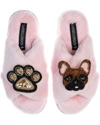 Laines London - Classic Laines Slippers With Cookie The Frenchie & Paw Brooches - Lyst