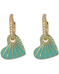 Ebru Jewelry - Enamel Heart Diamond Hoop Earrings - Lyst