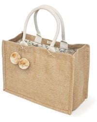 KORISSA - Neutrals Jute Canvas Gift Bag With Pompom - Lyst