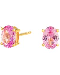 Juvetti - Ova Gold Earrings Set With Pink Sapphire - Lyst
