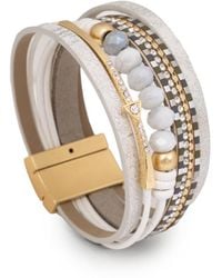 Saachi - Beaded Shimmer Leather Bracelet - Lyst
