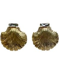 Laura Gray - Large Diamond Clear Crystal Shell Earrings - Lyst