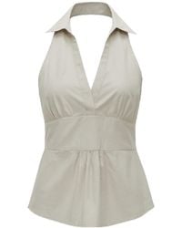 Conquista - Halter Neck Cotton Top With Tailored Waist - Lyst