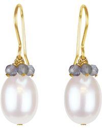 MOUNIR LONDON - Pearl & Iolite Cluster Earrings - Lyst