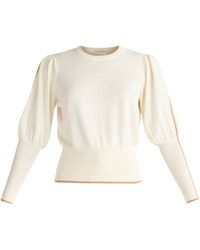 Paisie - Neutrals Contrast Colour Edge Knitted Top In Cream - Lyst