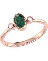 LMJ - Oval Cut Emerald & Diamond Birthstone Ring In 14k Rose Gold - Lyst