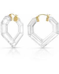 Gold & Honey - Heart Gemstone Lucite Hoop Earrings - Lyst