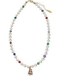 Farra - Freshwater Pearl And Colorful Gemstone With Christmas Tree Pendant Necklace - Lyst