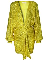 AGGI by HALEWSKI - Kaia Bright Lime Mini Sequin Dress - Lyst