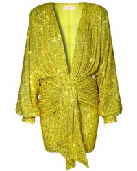 AGGI - Kaia Bright Lime Mini Sequin Dress - Lyst