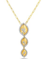 Artisan - Marquise Leaf Necklace Yellow Gold Natural Diamond Handmade Jewelry - Lyst