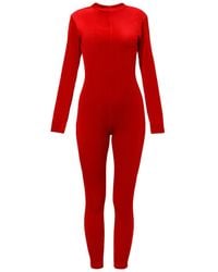 LIA ARAM - Velvet Jumpsuit With High Neckline - Lyst
