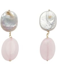 Lavani Jewels - Laia Pearl And Rose Quartz Earrings - Lyst