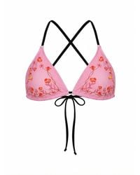 Jessie Zhao New York - Wild Rose Reversible Triangle Bikini Top - Lyst