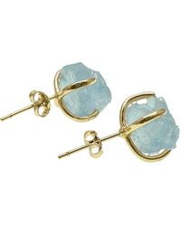 Farra - Unpolished Aquamarine Stone Stud Earrings - Lyst