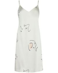 NOT JUST PAJAMA - The Dream Slip Dress Art Printed Silk Dress - Lyst