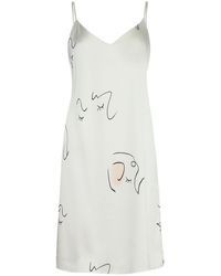 NOT JUST PAJAMA - The Dream Slip Dress Art Printed Silk Dress - Lyst