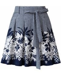 Conquista - Printed A-Line Skirt With Tie Waist - Lyst