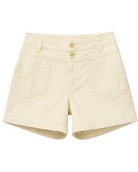 Conquista - Neutrals High-Waisted Gabardine Cotton-Blend Shorts With Folded Hem - Lyst