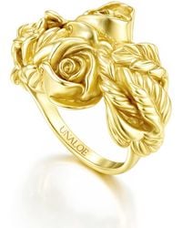Unaloe - Vermeil Rose Leaf Ring For – Floral Statement Jewelry, Elegant & Symbolic - Lyst