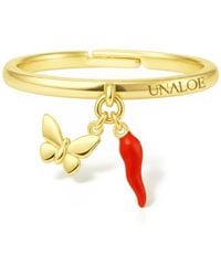 Unaloe - Butterfly Lucky Charm Ring – Adjustable Vermeil Ring Gift For Her - Lyst