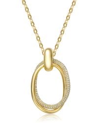 Genevive Jewelry - Stunning Plated With Clear Cubic Zirconia Double Entwined Oval Eternity Circle Pendant Necklace - Lyst