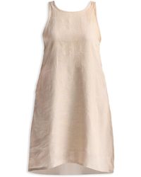 REISTOR - Neutrals Hemp Short Dress With Back Embroidered Lace Detail - Lyst