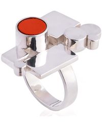 N'damus London - Ada Sterling & Leather Ring - Lyst