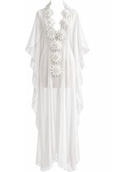 Belyed Handcraft - Hawaiian – Floral Embellished Silk Chiffon Beach Kaftan By Belyed - Lyst
