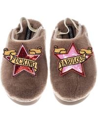 Laines London - Neutrals Flatform Cloud Slippers With & Fucking Fabulous Brooches - Lyst