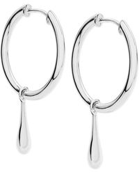 Lucy Quartermaine - Solid Sterling Drop Hoops With Drop - Lyst