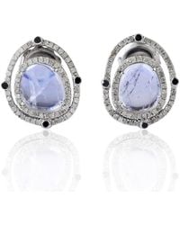 Artisan - Moonstone Pave Diamond Halo Stud Earrings - Lyst