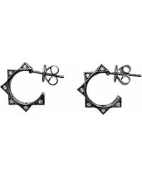 Jagged Halo Jewelry - Ayla Huggie Hoop Sterling Earrings Rhodium Plated - Lyst