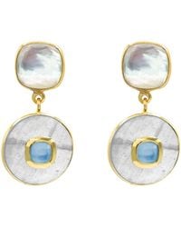 Marcia Moran - Inelda Earrings Mother Pearl And Tanzanite - Lyst