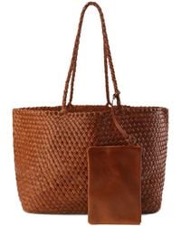 FRONT ROW SHOP - Neutrals Soleil Woven Large Tote Camel - Lyst