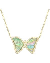 KAMARIA - Tourmaline Pearl Butterfly Necklace With Diamonds - Lyst