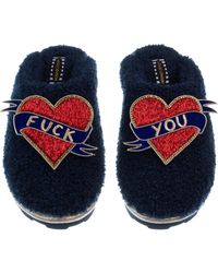 Laines London - Teddy Closed Toe Slippers With Fuck You Brooches - Lyst