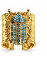 By Ozge - Egyptian Protection Scarab Plated Adjustable Chunky Ring - Lyst