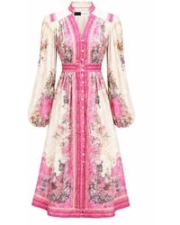 Richa Sharma - Luxury Linen Handcrafted Floral Dress - Lyst