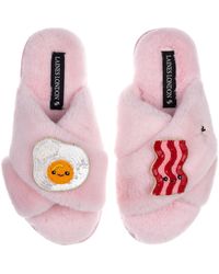 Laines London - Classic Slippers With Laines Loveables Egg & Bacon Brooches - Lyst