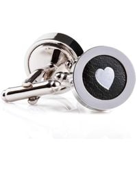 N'damus London - Regent Leather Heart Cufflinks - Lyst