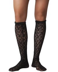 HIGH HEEL JUNGLE by KATHRYN EISMAN - Lace Knee High Socks - Lyst