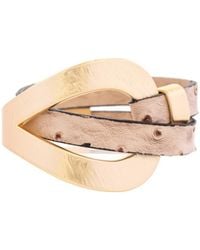 Saachi - Hammered Double Wrap Leather Loop Bracelet - Lyst