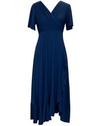 Alie Street London - Petite Waterfall Midi Dress In Navy - Lyst