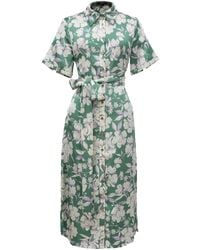 Smart and Joy - Macro Flower Print Midi Shirt-Dress - Lyst